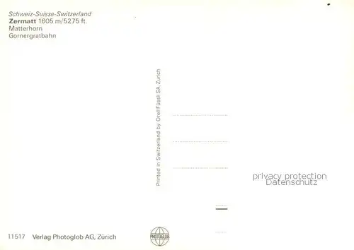 AK / Ansichtskarte Zahnradbahn Zermatt Matterhorn  