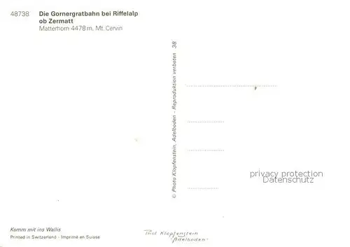 AK / Ansichtskarte Zahnradbahn Gornergratbahn bei Riffelalp ob Zermatt 