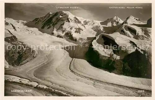 AK / Ansichtskarte Gornergrat_Zermatt_VS mit Lyskamm Castor und Pollux 