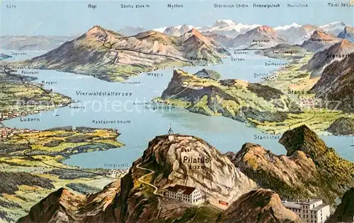 AK / Ansichtskarte Vierwaldstaedtersee_Vierwaldstaettersee_SZ Panorama mit Pilatus 
