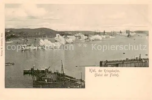 AK / Ansichtskarte Kiel Kriegshafen Salut der Flotte Kiel