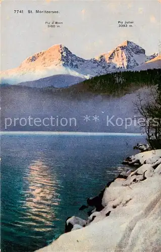 AK / Ansichtskarte St_Moritz_GR St Moritzersee mit Piz dAlban und Piz Julier St_Moritz_GR