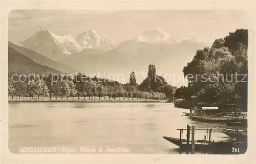 AK / Ansichtskarte Scherzligen_BE mit Eiger Moench und Jungfrau 