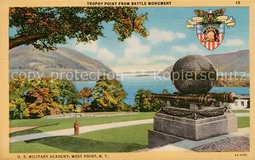 AK / Ansichtskarte 73824969 West_Point_New_York_USA US Military Academy Trophy Point from Battle Monument 