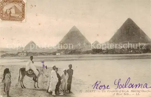 AK / Ansichtskarte  Gizeh_Giza_Egypt The Pyramide of Gizeh Showing Overflow of River Nile 