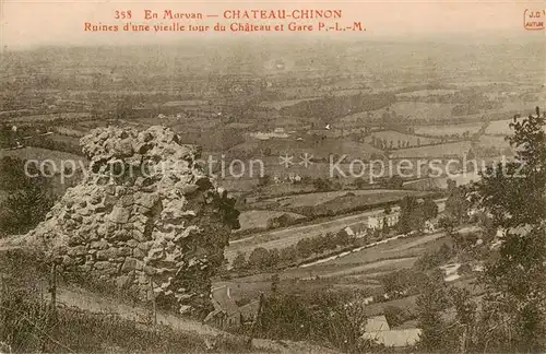 AK / Ansichtskarte Chateau Chinon_58_Nievre Ruines dune vieille tour du Chateau et Gare PLM 