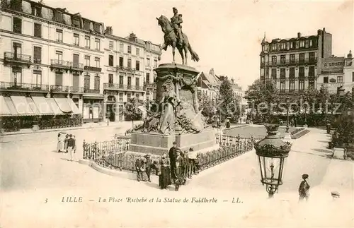 AK / Ansichtskarte Lille_59 La Place Richebe et la Statue de Faidherbe 