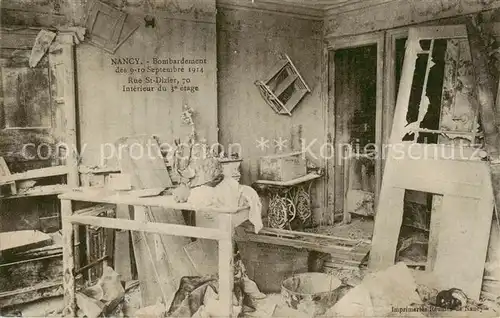 AK / Ansichtskarte Nancy_54 Bombardement des 9 et 10 Sept 1914 Rue St Dizier 70 Interieur du 3e etage 