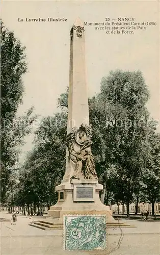 AK / Ansichtskarte Nancy_54 Monument du President Carnot avec les stautes de la Paix et de la Force 