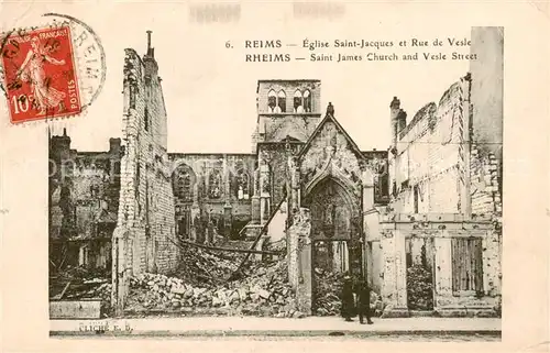 AK / Ansichtskarte Reims_51 Eglise Saint Jacques et Rue de Vesle 