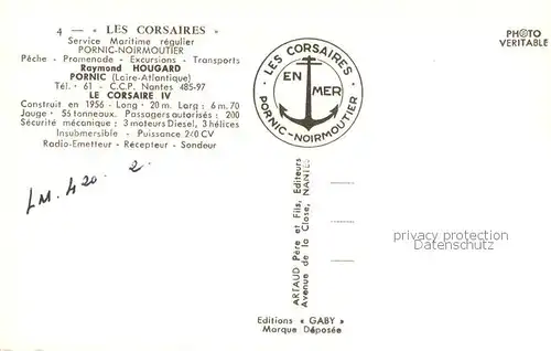 AK / Ansichtskarte 73825235 Boote Les Corsaires Parnic  