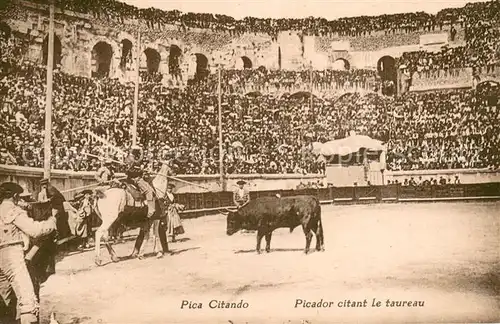 AK / Ansichtskarte  Stierkampf_Corrida_de_Toros_Bullfight Pica Citando  