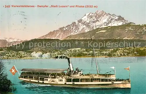 AK / Ansichtskarte  Dampfer_Seitenrad Vierwaldstaettersee STADT LUZERN Pillatus  