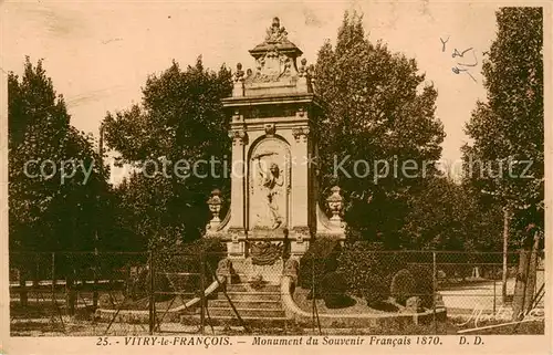 AK / Ansichtskarte Vitry le Francois_51_Marne Monument du Souvenir Francais 1870 