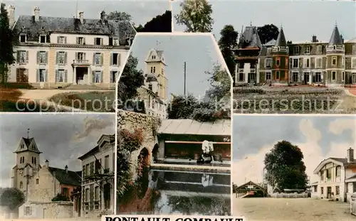 AK / Ansichtskarte Pontault Combault_77_Seine et Marne Les Chateaux lEglise et la Mairie le Lavoir et la Gare 