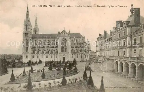 AK / Ansichtskarte La_Chapelle Montligeon_61 Oeuvre Expiatoire Nouvelle Eglise et Direction 