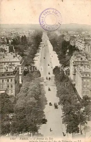 AK / Ansichtskarte Paris_75 Avenue du Bois prise du Sommet de lArc de Triomphe 