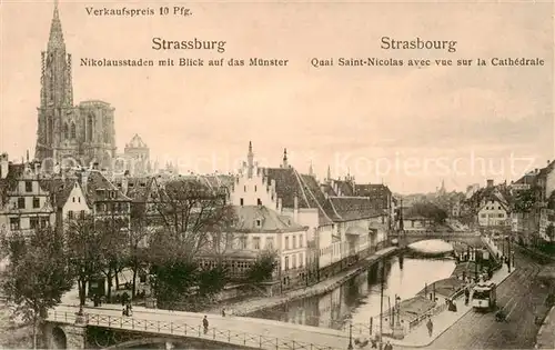AK / Ansichtskarte Strassburg_Elsass Nikolausstaden mit Blick auf das Muenster Strassburg Elsass