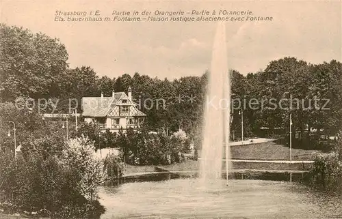 AK / Ansichtskarte Strassburg_Elsass Partie in der Orangerie Fontaene Strassburg Elsass