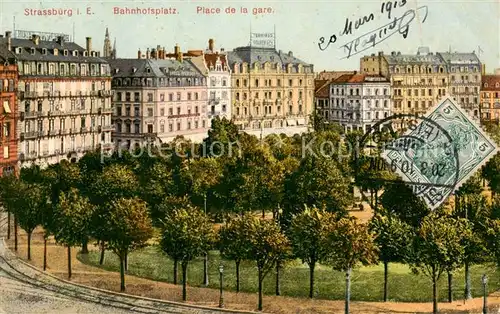 AK / Ansichtskarte Strassburg_Elsass Bahnhofsplatz  Strassburg Elsass