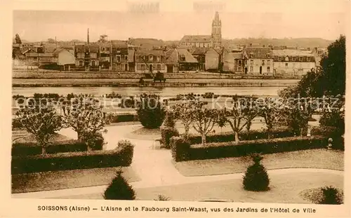 AK / Ansichtskarte Soissons_02_Aisne et le Faubourg Saint Waast vus des Jardins de lHotel de Ville 