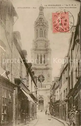 AK / Ansichtskarte Avranches_50 Rue des Trois Rois et Eglise Saint Gervais 