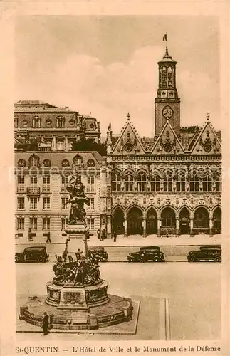 AK / Ansichtskarte St Quentin_02_Aisne Hotel de Ville et le Monument de la Defense 