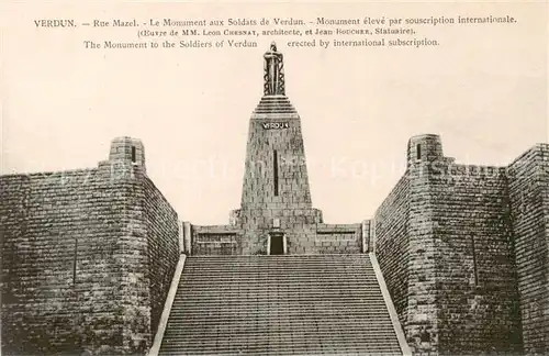 AK / Ansichtskarte Verdun__55_Meuse Rue Mazel Monument aux Soldats de Verdun 