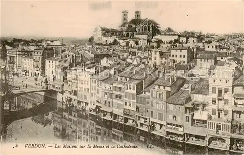 AK / Ansichtskarte Verdun__55_Meuse Les maisons sur la Meuse et la cathedrale 