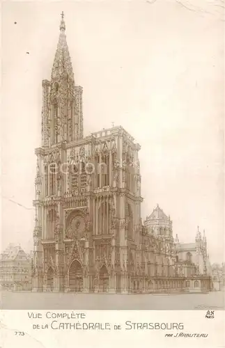 AK / Ansichtskarte Strasbourg_67_Alsace Vue complete de la Cathedrale 