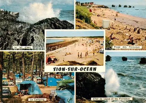 AK / Ansichtskarte Sion sur Ocean Le Jet deau Le Camping Plage des Pinneaux Effet de Vague et les Pinneaux 