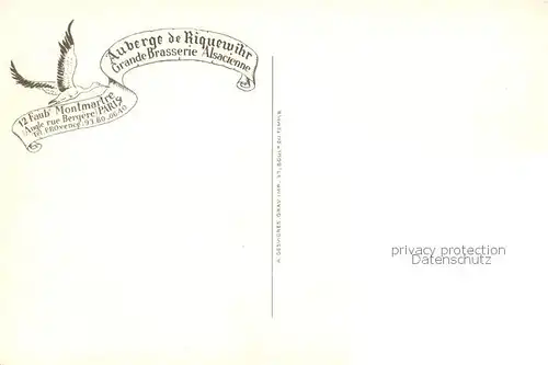 AK / Ansichtskarte Riquewihr_Haut_Rhin Auberge de Riquewihr Grande Brasserie Alsacienne Illustration Riquewihr_Haut_Rhin
