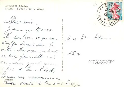 AK / Ansichtskarte Altkirch_Elsass Fontaine de la Vierge Altkirch Elsass