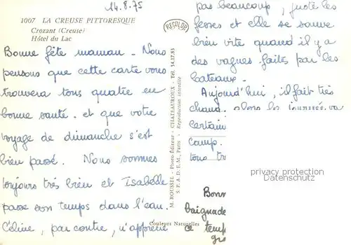 AK / Ansichtskarte Crozant_23_Creuse Hotel du Lac 