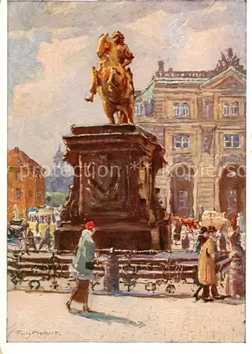 AK / Ansichtskarte 73826277 Dresden_Elbe Denkmal August der Starke Kuenstlerkarte 
