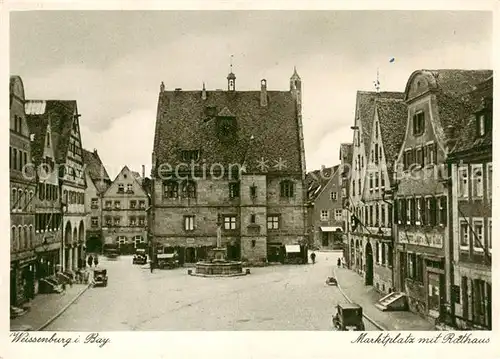 AK / Ansichtskarte  Weissenburg__Bayern Marktplatz mit Rathaus 