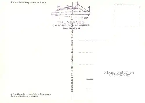 AK / Ansichtskarte  Dampfer_Binnenschifffahrt Thunersee MS Jungfrau Niederhorn 