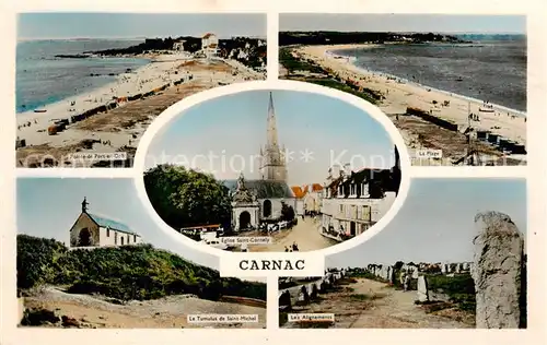AK / Ansichtskarte Carnac_56_Morbihan Pointe de Port en Dro Eglise Sant Cornely Le Tumulus de Saint Michel Les Alignements La Plage 