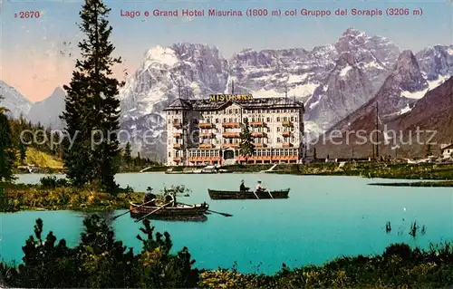 AK / Ansichtskarte  Misurina_Veneto_IT Lago e Grand Hotel Misurina col Gruppo Sorapis 