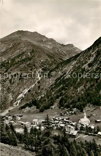 AK / Ansichtskarte Saas Almagell_VS Panorama mit Wasserfall 