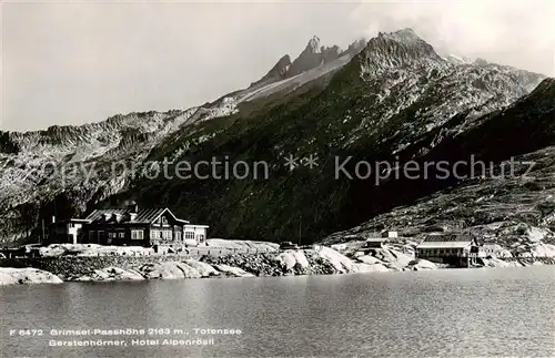 AK / Ansichtskarte Grimsel_Passhoehe mit Totensee Gerstenhoerner Hotel Alpenroesli Grimsel Passhoehe