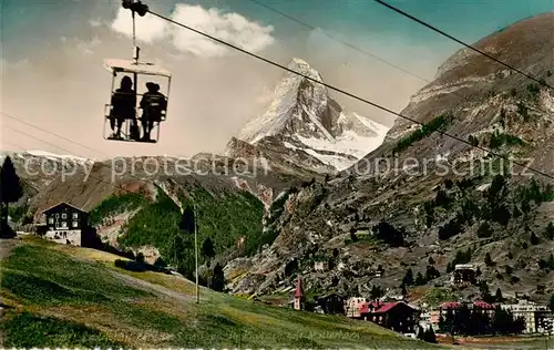 AK / Ansichtskarte Findelen_VS Sesselbahn Zermatt Sunnegga mit Matterhorn Findelen_VS