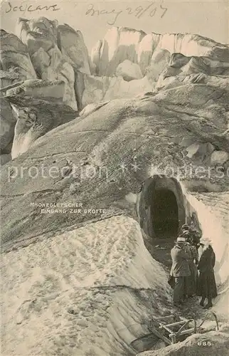 AK / Ansichtskarte Rhonegletscher_Glacier_du_Rhone_VS Eingang zur Grotte 