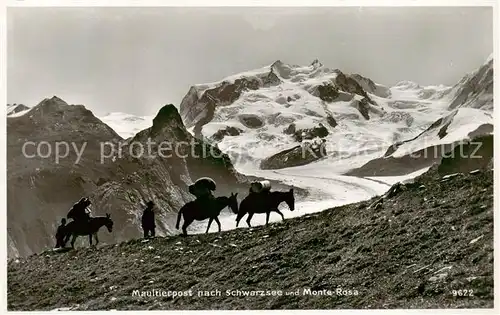 AK / Ansichtskarte Zermatt_VS Maultierpost nach Schwarzsee und Monte Rosa Zermatt_VS