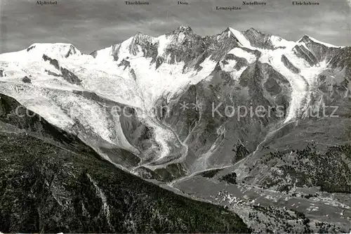 AK / Ansichtskarte Saas Fee_VS Mischabelkette Feegletscher und Hohbalengletscher 