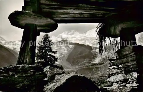 AK / Ansichtskarte Saas Fee_VS Kornspiecher mit Alphubel 