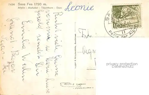 AK / Ansichtskarte Saas Fee_VS Allalin Alphubel Taeschhorn Dom 
