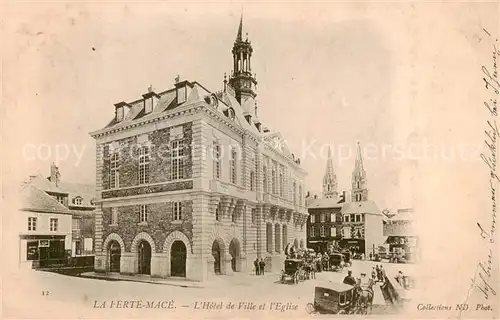 AK / Ansichtskarte La_Ferte Mace_61 Hotel de Ville et l Eglise 