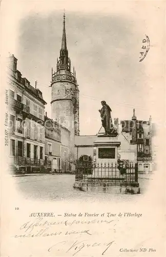 AK / Ansichtskarte Auxerre_89 Statue de Fourier et Tour de l Horloge 