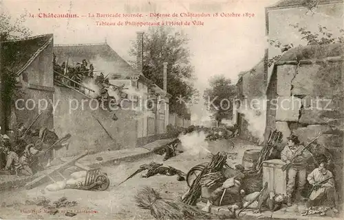 AK / Ansichtskarte Chateaudun_28_Eure et Loir La Barricade tournee Defense de Chateaudun Oct 1870 Tableau de Philippoteaux a lHotel de Ville 